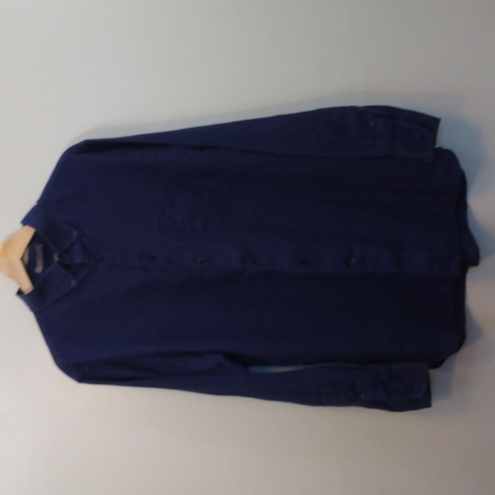 Daniel Cremieux Signature Navy Blue Long Sleeve Linen Shirt (Large)